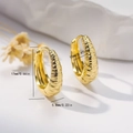 Detail showing dimensions 17mm x 12mm of golden textured teardrop hoop earrings - EH742 Gold Textured Hoops