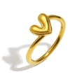 Anello in acciaio inossidabile placcato oro 18K con design a cuore in 3D - US 6 / Oro