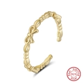 Bague noeud réglable en argent sterling S925 doré avec poinçon de certification - Argent 925 Plaqué Or 14K