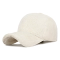 Berretto da baseball invernale in lana di agnello bianco crema e calda felpa - Regolabile / Bianco
