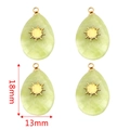 Green stone teardrop pendants with golden sun motif for jewelry making 18x13mm - Teardrop Green Rock - Sun