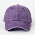 Classic purple washed cotton baseball cap with adjustable strap and vintage texture - One Size / Dark Purple