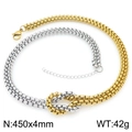 Two-tone gold and silver knotted stainless steel box chain necklace with lobster clasp - 4mm Two-tone Necklace (KN295313-Z)