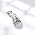 Bracciale a catena con ciondolo a cuore lucido con chiusura OT e incisione motivazionale - Argento