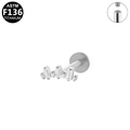 Titanium F136 internally threaded labret stud with rectangular white zircons - Row Zircon Rectangle / Silver
