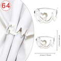 Silver Love metal napkin ring variant with 4.4cm diameter and 2.5cm height dimensions - Silver Joined Letters Love
