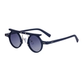 Lunettes de soleil hip hop monture ronde noire mate avec rivets étoiles dorés et verres - C5 Noir Mat Double Gris