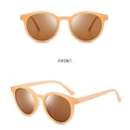 Lunettes de soleil rondes rétro avec monture pêche translucide et verres marron foncé - Monture Thé Verres Thé