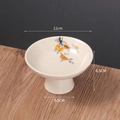 Ivory ceramic footed fruit plate featuring persimmon pattern and ice crackle glaze - Persimmon Branch-Wish Come True