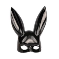 Glanzend zwart bunny girl halfgelaatsmasker met lange oren voor cosplay en feesten - Zwart