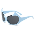 Light blue devil cat eye sunglasses with dark grey lenses in a retro trendy style - Lake Blue