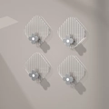 Grey clover luxury adhesive hooks with textured acrylic base for wall hanging, 4 pack - Transparent (Pack of 4)