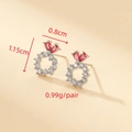 S925 silver snowflake wreath studs with red drop stones and 1.15cm x 0.8cm size - Silver Korean Style Corolla