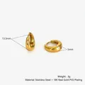 Gold-plated teardrop hoop earrings in 18K stainless steel for a vintage look - Gold 5mm