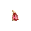 Detailed view of red pear-cut zircon pendant with gold plated copper claw setting - Garnet Red