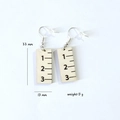 Handcrafted ruler-shaped wooden earrings with silver hooks and 33mm measurement scale - Wooden Ruler