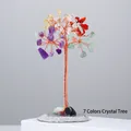 Handcrafted seven-color crystal tree ornament with copper wire and natural stone base - 7 Chakra Crystal Tree (Agate Base)