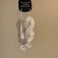 Boucles d'oreilles pendantes en argent S925 avec cercles évidés et oxyde de zirconium - Cuivre Plaqué Argent (Avec Tige en Argent S925) / Argenté