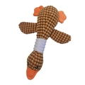 Plush wild goose dog toy with brown dotted texture and orange beak for dental health - Khaki