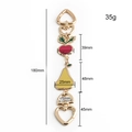 Detailed size specifications for a gold cherry and pear enamel bag charm chain - Pear + Radish