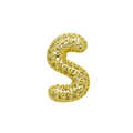 Close-up of golden balloon letter S charm with micro-pave sparkling zircon stones - English Letter S (DB241107-S)