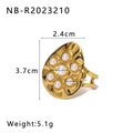 Detailed size specifications for 18K gold stainless steel ring with 7 pearls and weight info - Irregular Teardrop Style Inlaid with 7 Pearls (NB-R2023210)
