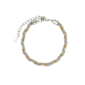 Minimalist two-tone twist rope bracelet in gold and silver stainless steel design - Two-Tone Bracelet (B2148-GO-ST)