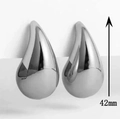 Mirror-polished large teardrop-shaped hoop earrings in silver finish, 42mm in height - Silver Large 4.2CM