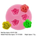 4-cavity rose silicone mold for flower cakes, soaps, and fondant decorations - Style 5
