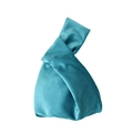 Elegant teal velvet wristlet bag with knot handle for weddings and parties - Blue