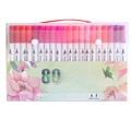 80-color dual tip watercolor pen set with flexible brush and fine liner in plastic case - 80 Colors Set (White Barrel)