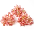Tres cabezas de flores artificiales rosa degradado en seda realista para manualidades - #13 Hortensia de Borde Quemado (Pack de 3)