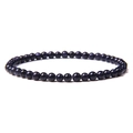 Minimalist 4mm blue sandstone bead elastic bracelet with sparkling stellar effect - Blue Goldstone