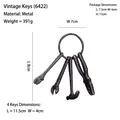 Vintage style cast iron key holder set with wrench and hammer tool shapes in black finish - 6422 Four Tools with Ring