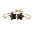 Bracciale a catena dorata con stelle marine in ceramica e perla bianca su fondo bianco - Stella Marina Blu-marrone + Acciaio Inossidabile + Perle di Ottone + Perla d'Imitazione