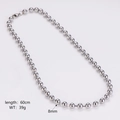Detalles de cadena de bolas de plata con 60cm de largo, 39g de peso y 8mm de diámetro - Collar / 8mm / Color Acero