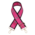Pink wide nylon strap for handbags featuring leopard star print and gold hardware - Rose Red
