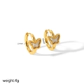 Elegante Creolen mit Schmetterling aus 18 Karat vergoldetem Titanstahl und Muschel - Schmetterling-Muschel-Hoop-Stil (TE6860)