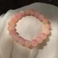 Exquisite peach gradient beaded bracelet with pink and yellow synthetic cat eye stones - S071-【10mm Small Pinkish-yellow】glass #sz570