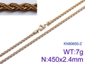 Chaîne corde dorée en acier inoxydable 450x2,4mm avec fermoir mousqueton unisexe - Or 450x2.4mm (KN80650-Z)