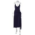 Dunkelviolettes rückenfreies Neckholder-Bodysuit- und Wickelrock-Set für den Sommer - Marineblau