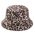 Cappello a secchiello classico in pelle scamosciata leopardata da donna con tesa larga moda - M (56-58cm) / Stampa Leopardata Bianca e Nera
