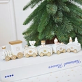 5-piece white and gold wooden Christmas train set with snowman and bear figurines - White 5 Sections