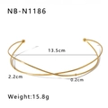 Detail view of gold choker NB-N1186 with 13.5cm diameter and 15.8g weight specs - Double Crossed Gold Choker (NB-N1186) / 18K Gold