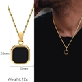 Men's geometric octagonal pendant necklace in gold and black with rope chain detail - Black Octagonal Pendant + Twist Chain(HN0138G02) / Gold