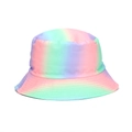 Rainbow tie-dye cotton bucket hat with multi-row stitching on the brim for sun protection - Rainbow Gradient (#16)