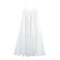 Elegante abito lungo a pieghe bianco con bordo in pizzo e tessuto a rete estivo - XS / Bianco