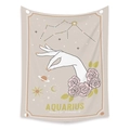 Dettaglio dell'arazzo astrologico Acquario con rose rosa, stelle e testo oro - Acquario / 73X95CM (Spazzolato Transfrontaliero)