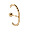 Polished golden stainless steel C-shaped cartilage stud earring with ball design - 1.2x6x4mm / Gold