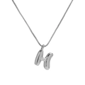 Polished silver balloon bubble letter H pendant necklace with fine box chain - Necklace H